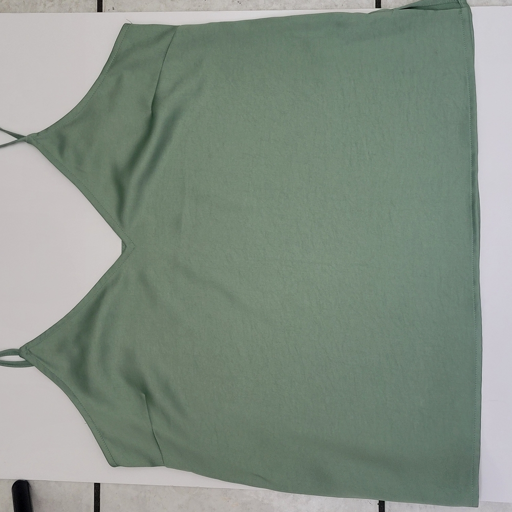 A New Day Green Asymmetrical Backless Camisole